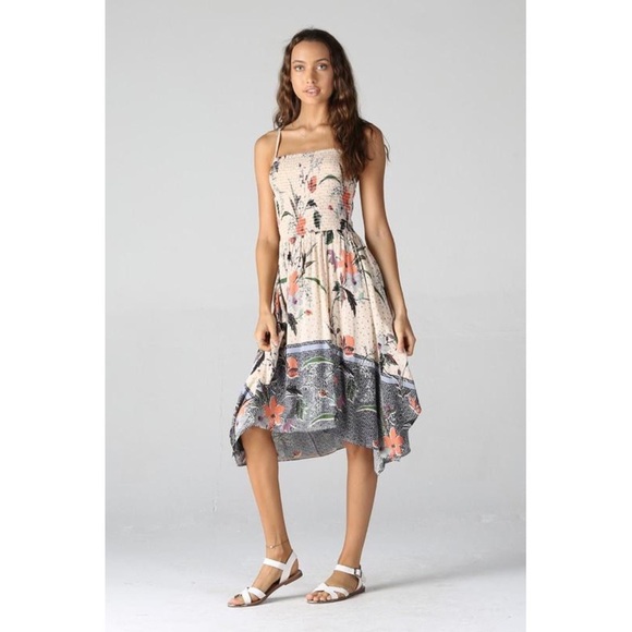 Dresses & Skirts - Boho Smocked Bodice Scarf Hem Sundress